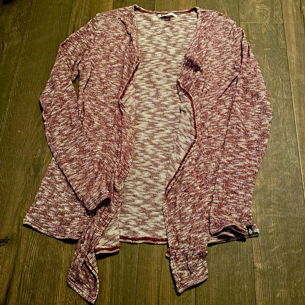 Burgundy & White Cardigan | Volcom